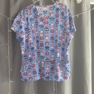BUTTER SOFT DAY OF THE DEAD SCRUB TOP